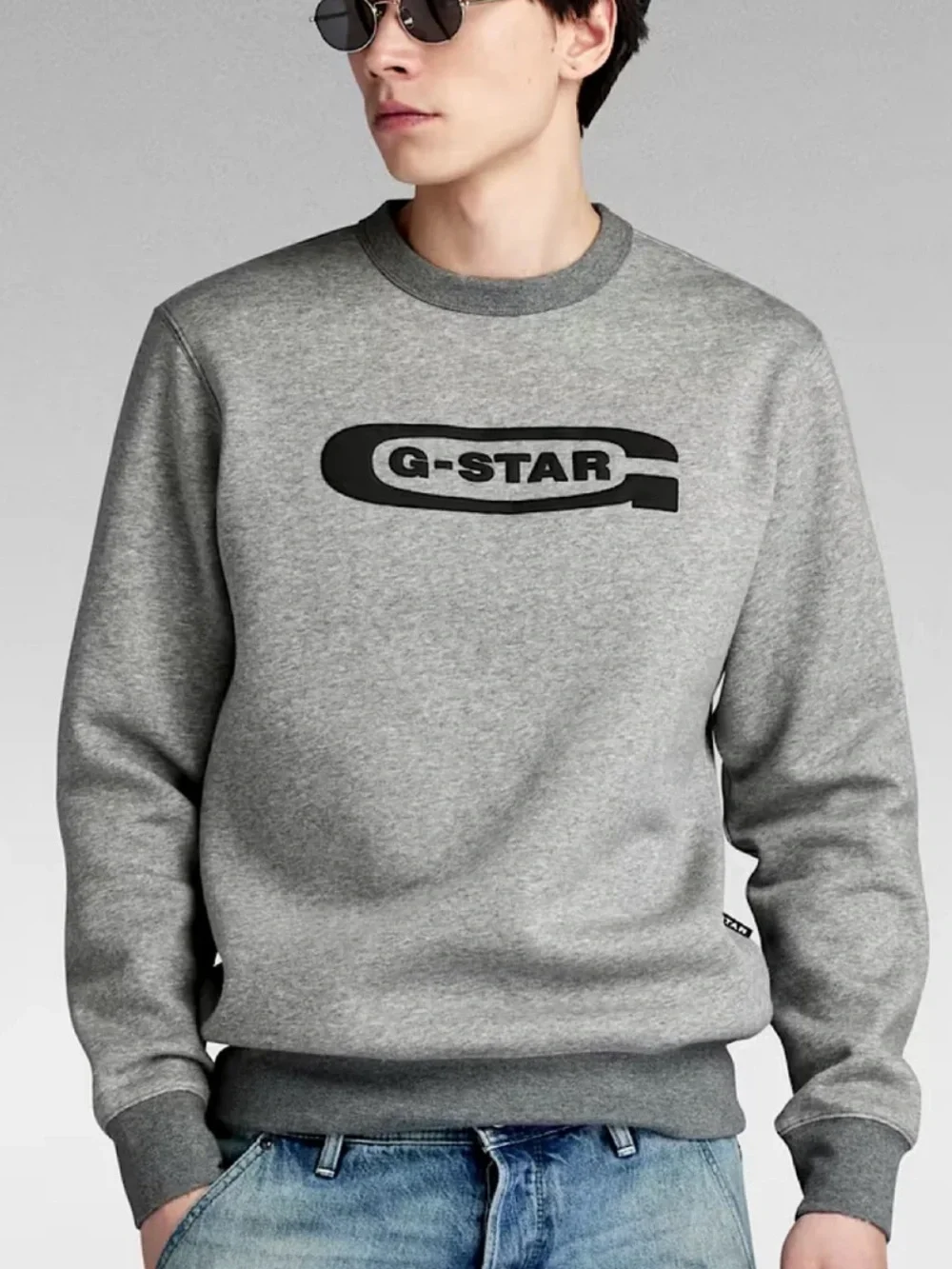 G-Star Men’s Grey Crewneck Sweatshirt with Black Logo